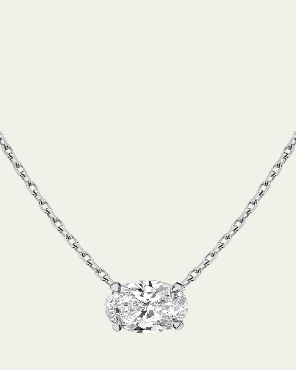 Oval-Cut Solitaire Lab Grown Diamond Necklace, 1.0tcw